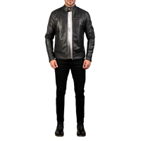 Veste en cuir noir sur mesure pour homme, style Cafe Racer, manteau de motard vintage haut de gamme, fabricant de vêtements OEM, fournisseur en gros de marques privées
