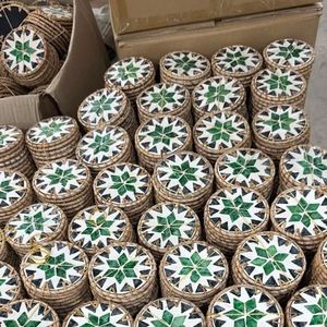 BEST SELLING Handmade Rattan Mosaic Placemat Coaster Sustainable Cup <b>Mat</b> Heat Resistant <b>Table</b> Pad Premium Quality Decor - Product Image 3