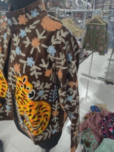 Embroidered Velvet Safari Jacket Women's Brown Floral Pattern Button up Collar Full Sleeve Breathable Autumn Coat <b>Gift</b> <b>for</b> <b>Her</b> - Product Image 3