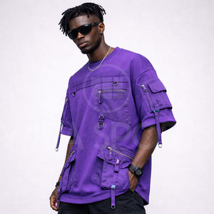 เสื้อยืดคาร์โก้ทรงโอเวอร์ไซส์ สไตล์สตรีทแวร์ หลายกระเป๋า สำหรับผู้ชาย ปี 2026 ผลิตจากผ้าฝ้าย 100% เป็นมิตรต่อสิ่งแวดล้อม ขายส่ง - Product Image 3