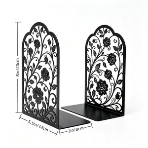Sujetalibros de Metal con Diseño de Enredadera de Rosas, Decorativos con Motivos Florales, para Estanterías, Bibliotecas, Oficinas, Salas de Estudio y Escritorios - Product Image 3