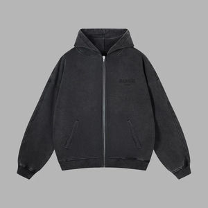 Sudaderas con Capucha de Algodón para Hombre, Estilo Urbano, Oversize, Negras, con Estampado de Red y Pedrería, de Alta Calidad para Revendedores - Product Image 5