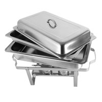 Plat de service pliable en acier inoxydable avec double bac à aliments, chauffe-plats de traiteur peu encombrant pour banquets et buffets avec couvercle