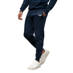 Conjunto de sudadera con cuello redondo y pantalones deportivos azul marino para hombre, ropa deportiva informal, conjunto de chándal para entrenamiento - Product Image 3