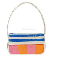 Sac à bandoulière et pochette brodés à la main avec perles et fermeture éclair, style mode féminine indienne, durable et de haute qualité, idéal pour les cosmétiques