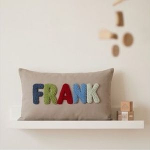 Custom Tufted Throw <b>Pillow</b> Covers With 3D Embroidery Name Design Solid Color Rectangle Modern Style Washable <b>Decorative</b> <b>Pillows</b> - Product Image 5