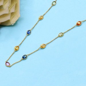 Minimalist Wedding Bracelet Natural Multi Sapphire Gemstone 18k <b>Solid</b> Yellow <b>Gold</b> Handmade for Certified Jewelry | Gift - Product Image 4