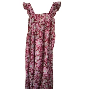 Robe longue en coton indien imprimée à la main, motif floral, pour femme, manches 3/4, taille naturelle, écologique, décontractée, pour l'extérieur - Product Image 1