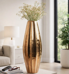 Wholesale Aluminium Matt Handmade Decorative Modern Design Gold Flower <b>Vases</b> <b>Unique</b> Contemporary Shape Luxury Home Interior - Product Image 6