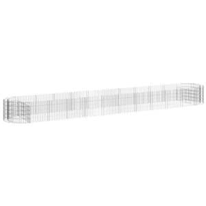 Macetas y jardineras grandes y duraderas de hierro galvanizado plateado tipo gabion. - Product Image 2