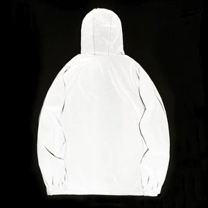 Winter Night Reflective Double Fabric Windbreaker Hooded <b>Jacket</b> <b>Men</b> Hip Hop Zipper Waterproof Polyester Filling Solid Color - Product Image 2