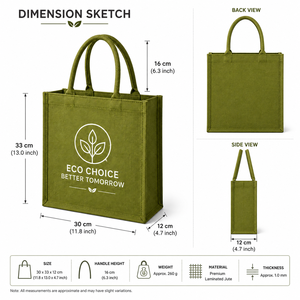 AMANI Custom Logo Laminated Jute Tote <b>Bag</b> with Rope Handle-Eco-Friendly Reusable Beach & Daily Use Shopping <b>Bag</b> <b>Medium</b> Size - Product Image 2