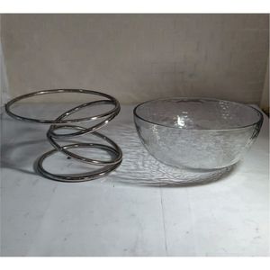 Moderno Juego de Ensaladeras de Vidrio con Base de Metal en Espiral, Decorativas y de Lujo, para Servir Frutas, Centro de Mesa para Bodas y Hogar - Product Image 1