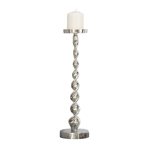 เชิงเทียนดีไซน์พิเศษสำหรับตกแต่งบ้าน สีเงินเงา ผลิตจากอะลูมิเนียมหล่อขึ้นรูป ดีไซน์เกลียว งานแฮนด์เมด ปรับแต่งได้ ชุด 3 ชิ้น - Product Image 1