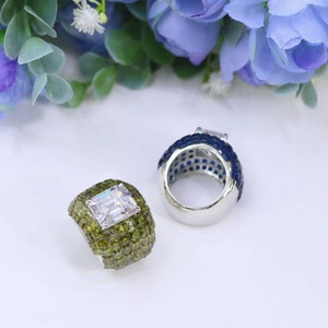 Royal Premium Quality Brass <b>Silver</b> Plated Moissanite Stone Look <b>Adjustable</b> Trendy Wedding <b>Ring</b> for Women - Product Image 4