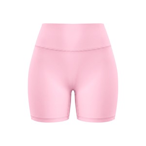 Shorts Deportivos de Cintura Alta Color Rosa para Mujer, Shorts de Yoga y Fitness de Color Sólido, Cintura Elástica, Tejido de Spandex y Poliéster - Product Image 1