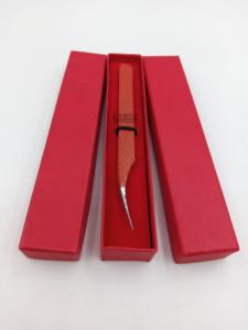 Nuevo diseño profesional, aislamiento, naranja oscuro recubrimiento en polvo, logotipo personalizado, pinzas de extensión de pestañas de acero inoxidable, herramientas de belleza - Product Image 3