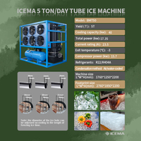Machine à glaçons tubulaires commerciale de haute qualité à économie d'énergie 5T avec moteur et commande automatique par engrenages
