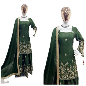 Conjunto de Dupatta de Seda China para Mujer, Listo para Usar, con Estampado en Relieve, Estilo Top-Sarara, Completamente Cosido, Mangas Largas, Diseño Tradicional - Product Image 1