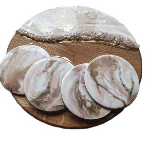 EXPWOOD Ensemble de sous-verres en résine époxy de qualité avec effet océanique Dessous de verre ronds et carrés décoratifs en résine époxy par Craftsy Home - Product Image 2