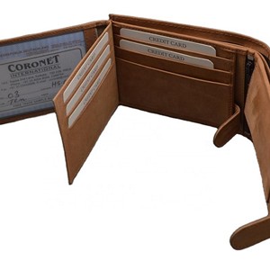High Quality Men's Fashion Vintage Business Trifold Genuine Leather <b>Card</b> <b>Holder</b> <b>Wallet</b> Daily Use Short Length Coin Pocket RFID - Product Image 4