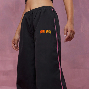 Custom Logo Winter Streetwear Pants <b>Ladies</b> Vintage Track Sport Straight Regular Flat High Street Polyester/Cotton Lace Windbreak - Product Image 2