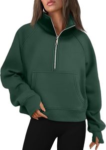 Women Contrast Mock Neck Sweatshirt Oversized <b>Light</b> <b>Blue</b> Fleece Pullover Drop Shoulder <b>Long</b> <b>Sleeve</b> Sweater Loose <b>Top</b> - Product Image 2