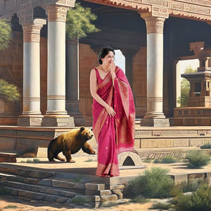 Elegante Sari de Algodón y Seda Magenta, Prenda Tradicional para Fiestas de Invierno, Sari Indio para Mujer, Colección Étnica de Lujo, Sin Arrugas - Product Image 1