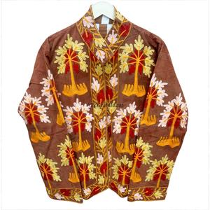 Women's Traditional Indian Suzani Embroidered <b>Corduroy</b> <b>Jacket</b> Mandarin Collar Breathable Eco-Friendly Quick Dry Thick - Product Image 5