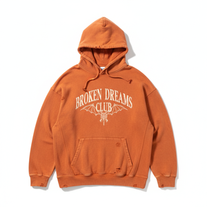 Sudadera con Capucha Naranja para Hombre, Broken Dreams Club, Corte Regular, Informal, de Felpa, con Bolsillo Delantero, 100% Algodón Ecológico - Product Image 1