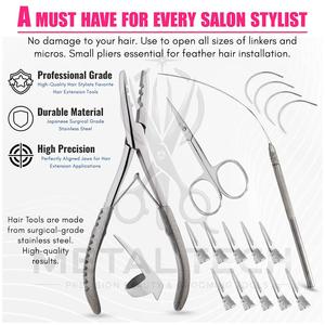 Premium Quality OEM ODM Hair Extension Stylist <b>Tool</b> Kit With Extension Pliers Pulling Needle Hair Clips and Organizer Carry Case - Product Image 5