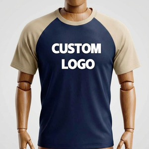 T-shirt décontracté en coton épais à manches courtes raglan pour homme, personnalisable avec logo, t-shirt classique uni décontracté pour homme et femme - Product Image 5