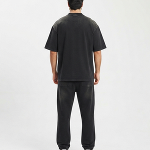 Men's Oversized <b>Black</b> Cotton <b>T</b>-<b>Shirt</b> Short Sleeve O-Neck Casual Fit <b>Plain</b> Dyed Jersey Knitted Blank Design Vintage <b>T</b> <b>Shirts</b> - Product Image 5