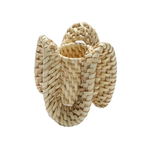 Square hand-woven natural <b>rattan</b> <b>cube</b> napkin rings for modern dining, available at wholesale prices. - Product Image 3