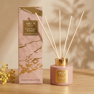 Aikun Romantic Pink Marble Pattern Reed <b>Diffuser</b> 100ml Ylang Ylang And Amber Scented Reed <b>Diffuser</b> Set For Bedroom Spa Decor - Product Image 2