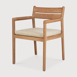 Fauteuil de salle à manger d'extérieur minimaliste en teck massif - Product Image 1