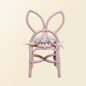 Silla infantil con orejas de conejo rosa, silla de estudio de ratán tejido, disponible en varios colores, hermosa silla. - Product Image 3
