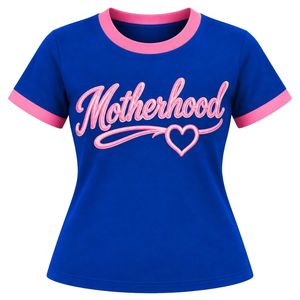 Camiseta gráfica para mujer Jack and Jill Motherhood, cuello redondo de punto acanalado, manga corta, cómoda, informal, para el día a día - Product Image 1