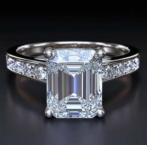 Anillo de Moissanita con Corte Esmeralda, Plata de Ley 925, Certificado de Lujo, Elegante Regalo para Ella, Boda, Compromiso, Aniversario - Product Image 1