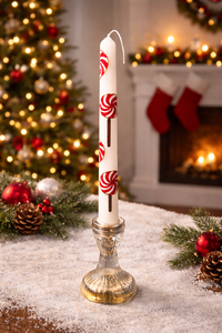 Bougie conique sans fumée en cire de soja et de paraffine, peinte à la main, motif floral, pour la décoration de Noël à la maison - Product Image 3