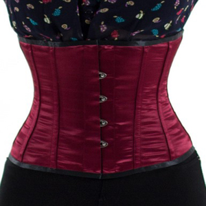 Women Satin Waist Cincher Firm Control Corset <b>Red</b> Hook-and-Eye Design Breathable Shapewear - Product Image 3
