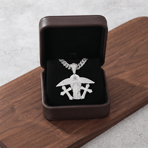 Custom Iced Out <b>Angel</b> Pendant with Dual Crosses, Full Moissanite Hip Hop Jewelry, 925 Sterling Silver, Premium Luxury Shine - Product Image 4