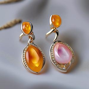 Hermosos pendientes de gota de Plata de Ley 925 y oro de 18 quilates, accesorio de moda para mujeres y niñas - Product Image 2