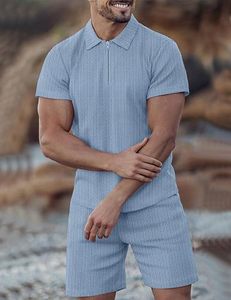 Conjunto de Camiseta y Pantalones Cortos Casuales de Primera Calidad para Hombre, 100% Poliéster, Antibacteriano, de Secado Rápido, Ligero para Verano, Ropa Personalizada - Product Image 1