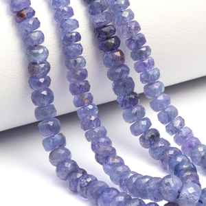 ลูกปัดแทนซาไนต์สีน้ำเงินทรงรอนเดลล์เจียระไนด้วยมือ  สำหรับทำเครื่องประดับอัญมณีธรรมชาติ วัสดุงานฝีมือ DIY - Product Image 5