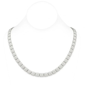 Collier tennis de luxe pour femme, diamants taille carrée, en argent 925 plaqué rhodium, sertissage micro-pavé, élégant cadeau de mariage, bijoux - Product Image 1