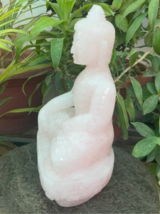 Estatua Grande de Buda de Cuarzo Rosa Tallada a Mano, Escultura de Cristal para Meditación, Fabricante OEM ODM - Product Image 4