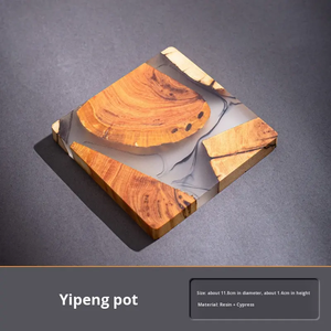 Modern Zen-Inspired Thuja Ink-Style Dry <b>Tea</b> <b>Tray</b> Simple Multi-Functional Household Heat Insulation Pot Holder Resin Wood - Product Image 2