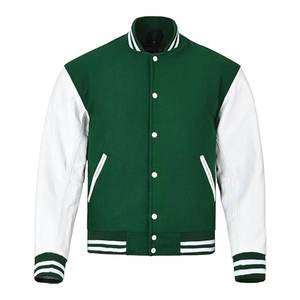 Chaqueta Varsity de Invierno Gruesa con Mangas de Cuero y Cuello Alto |   Fábrica de Chaquetas Letterman con Logotipo Frontal de Marca Privada - Product Image 5