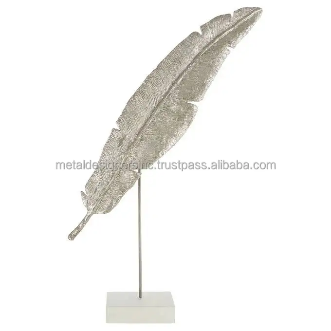 Foglia di Banana scultura in argento su Stand Showpiece scultura in foglia Home Office Desk soggiorno tavolo Decor articolo decorativo regalo